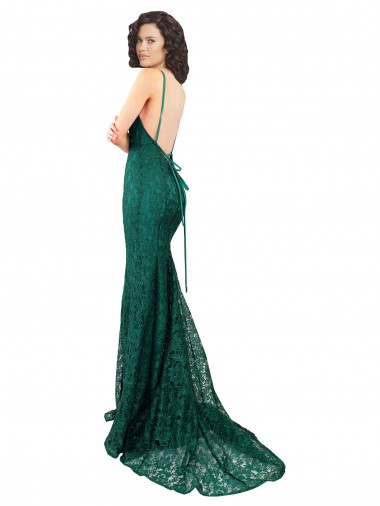Black Tie Sleek Fishtail Shaped Long Lace Bridesmaid Dress / Prom Dress UK