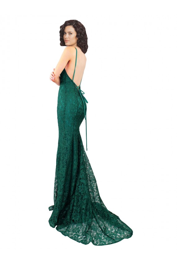 Black Tie Sleek Fishtail Shaped Long Lace Bridesmaid Dress / Prom Dress UK