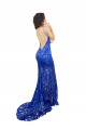 High Neck Long Open Back Lace Bridesmaid Dress / Prom Dress with Train UK