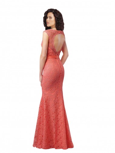 Mermaid Long V-Neck Lace Bridesmaid Dress with Open Back UK