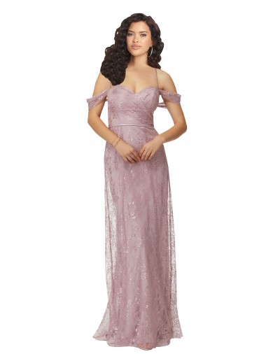 Sweetheart Chantilly Lace Bridesmaid Dress with Off the Shoulder Sleeves UK