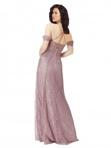 Sweetheart Chantilly Lace Bridesmaid Dress with Off the Shoulder Sleeves UK