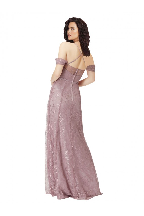 Sweetheart Chantilly Lace Bridesmaid Dress with Off the Shoulder Sleeves UK