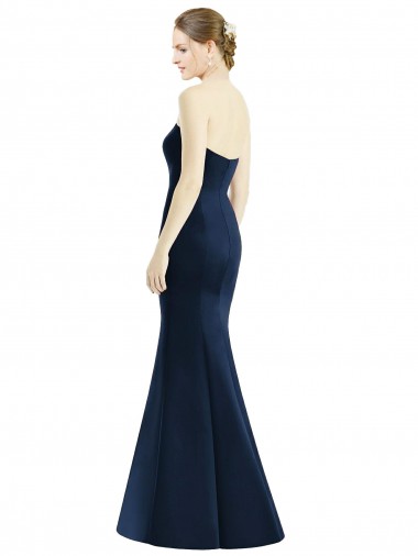 Long Mermaid Full Length Strapless Satin Bridesmaid Dress UK