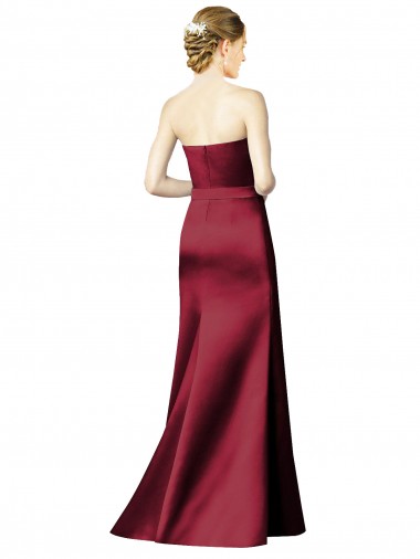 Strapless Satin Bridesmaid Dress with Asymmetrical Draped Bodice UK