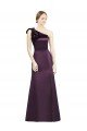 Full Length One Shoulder Satin Bridesmaid Dress with Bow Shoulder Detail UK