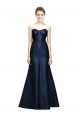 Long Strapless Satin Bridesmaid Dress with Pleated Cuff Neckline UK