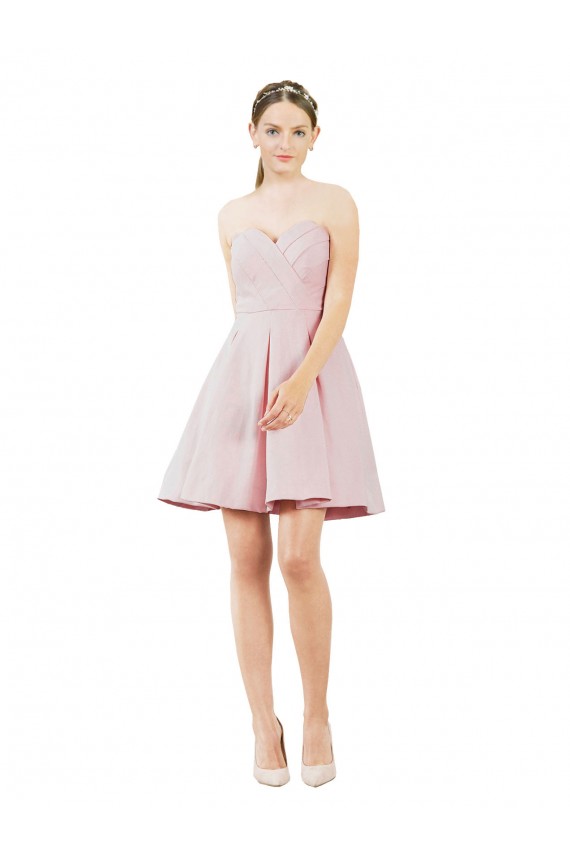 Short Knee Length Sweetheart Satin Cocktail Bridesmaid Dress UK