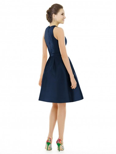 Short Halter Cocktail Length Luxe Satin Cocktail Bridesmaid Dress UK