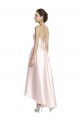 Long High-Low Halter Satin Bridesmaid Dress with Criss-Cross Back UK