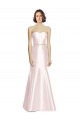 Long Sweetheart Satin Bridesmaid Dress with Slim Beaded Sash UK