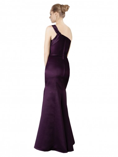 Long Ruched Neckline One Shoulder Satin Bridesmaid Dress / Prom Dress UK