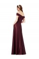 Long Off the Shoulder Formal Satin Bridesmaid Dress / Prom Dress with Thigh-high Slit UK