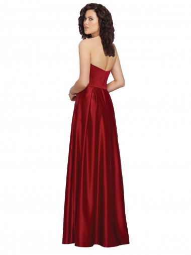 Strapless Satin Bridesmaids Dress with Beaded Pocket and Soft Pleating UK