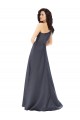 Rouched One Shoulder Floor Length Formal Satin Bridesmaid Dress / Prom Dress with Bow UK