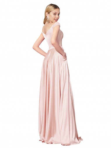 A-Line Off the Shoulder Sweetheart Formal Satin Bridesmaid Dress / Prom Dress UK