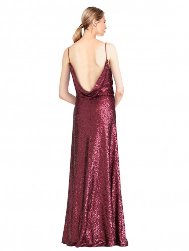High Neck Halter Long Slim Formal Sequin Bridesmaid Dress / Prom Dress with V-Neck and Blouson Bodice UK