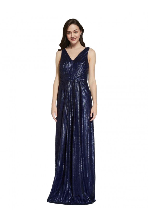 Long V-Neck Sparking Formal Sequin Bridesmaid Dress / Prom Dress with Low V-Back UK