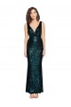 V-Neck Full Length Formal Sequin Bridesmaid Dress / Prom Dress with Draped Back UK