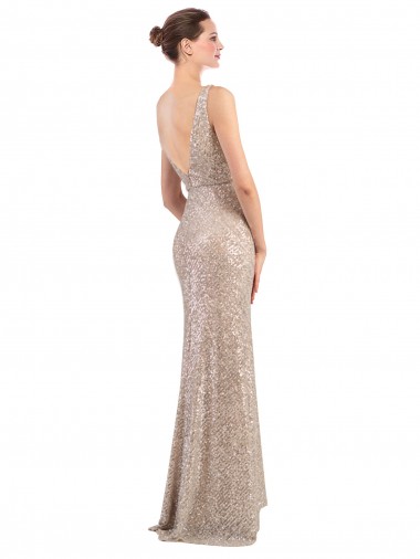 Faux Surplice V-Neck Slim Formal Sparkling Sequin Bridesmaid Dress / Prom Dress UK