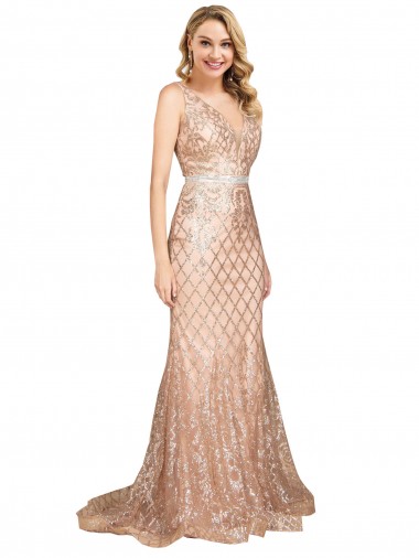 Sleek Long Mermaid Formal Sparkling Sequin Bridesmaid Dress / Prom Dress UK
