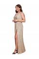 Deep V-Neck Sleeveless Sparkling Formal Sequin Bridesmaid Dress / Prom Dress with Draped Cowl Back UK