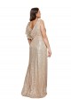 Deep V-Neck Sleeveless Sparkling Formal Sequin Bridesmaid Dress / Prom Dress with Draped Cowl Back UK