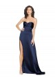 Knotted Sweetheart Formal Silky Satin Bridesmaid Dress / Prom Dress with High Side Split UK