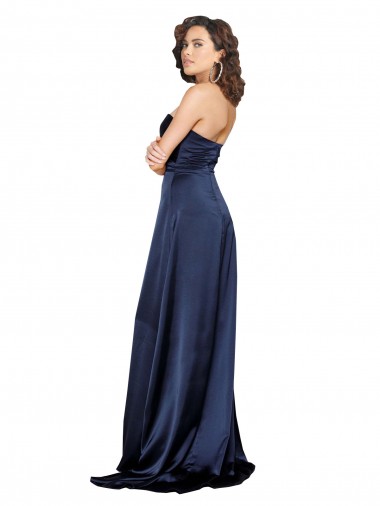 Knotted Sweetheart Formal Silky Satin Bridesmaid Dress / Prom Dress with High Side Split UK
