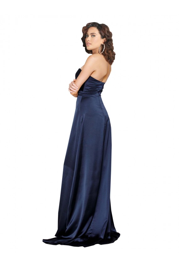 Knotted Sweetheart Formal Silky Satin Bridesmaid Dress / Prom Dress with High Side Split UK