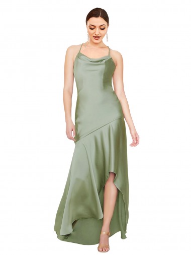Formal Silky Satin Bridesmaid Dress / Prom Dress with Bias Cut Skirt UK