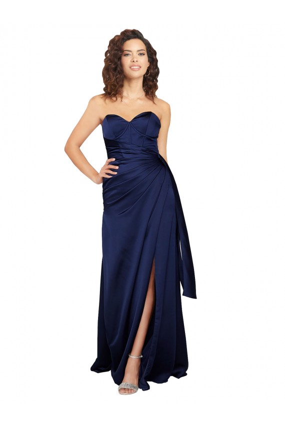 Floor Length Wrap Skirt Formal Silky Satin Bridesmaid Dress / Prom Dress UK