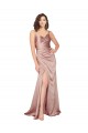 Floor Length Formal Silky Satin Bridesmaid Dress / Prom Dress with Front Skirt Slit UK