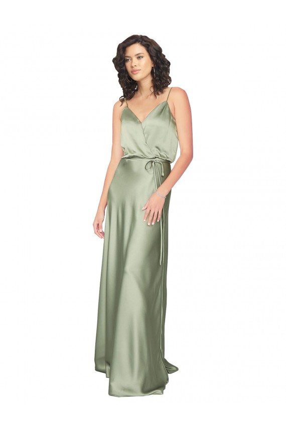 Formal Silky Satin Bridesmaid Dress with Tied Waist UK