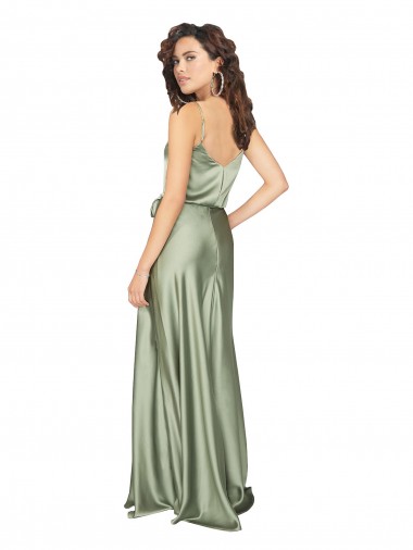 Formal Silky Satin Bridesmaid Dress with Tied Waist UK
