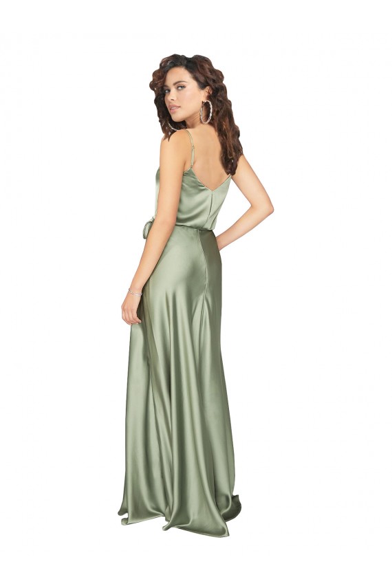 Formal Silky Satin Bridesmaid Dress with Tied Waist UK