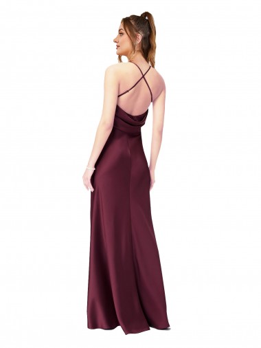 Cowl Back V-Neck Formal Silky Satin Bridesmaid Dress / Prom Dress UK