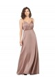 Subtle V-Neckline Formal Silky Satin Bridesmaid Dress with Front Button Detail UK