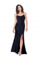 Draped Cowl Neck Formal Silky Satin Bridesmaid Dress / Prom Dress with Skirt Slit UK