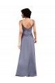 Full Length V-Neckline Formal Silky Satin Bridesmaid Dress / Prom Dress with Spaghetti Straps UK