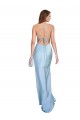 Open Back with Ties Cowl Neck Sheath Formal Silky Satin Long Bridessmaid Dress UK