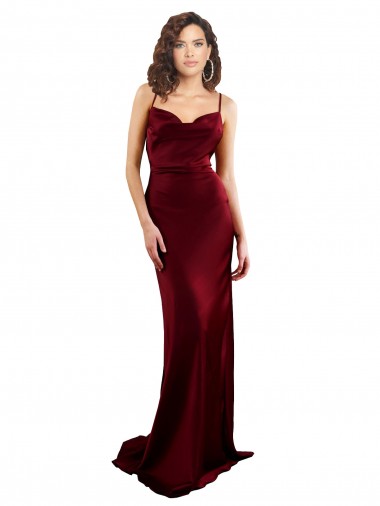 Cowl Neck Long Criss Cross Open Back Formal Silky Satin Bridesmaid Dress / Prom Dress UK