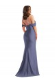 Off the Shoulder Corset Formal Silky Satin Mermaid Bridesmaid Dress / Prom Dress with Side Slit UK