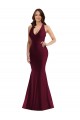 Plunge Neckline Cutout Low Back Formal Silky Satin Mermaid Bridesmaid Dress / Prom Dress UK