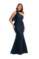 Scarf Neck One Shoulder Formal Silky Satin Mermaid Bridesmaid Dress / Prom Dress with Front Slit UK