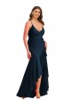 Pleated Wrap Ruffled High Low Formal Silky Satin Bridesmaid Dress / Prom Dress UK