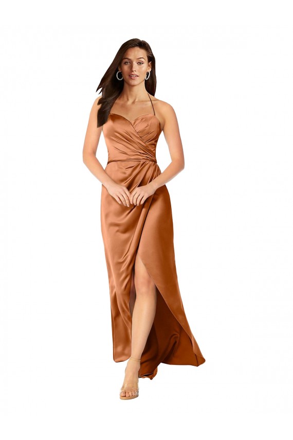 Faux-Wrap Skirt Formal Silky Satin Bridesmaid Dress / Prom Dress UK