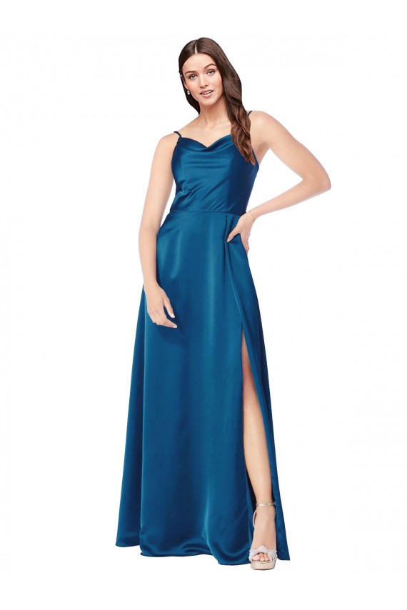 Cowl Neck Salky Satin Bridesmaid Dress / Prom Dress UK