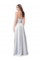 Halter Neck Formal Silky Satin Bridesmaid Dress with Strappy Back UK