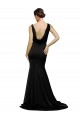 V-Neck Full Length Formal Silky Satin Bridesmaid Dress / Prom Dress with Soft Cowl Neck and Sweep Train UK